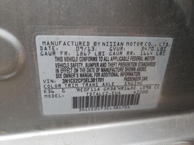 Photo 10 from auction – 2014 NISSAN VERSA NOTE with VIN 3N1CE2CP3EL381701