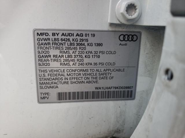 Photo 10 from auction – 2019 AUDI Q7 PREMIUM with VIN WA1LHAF79KD029907