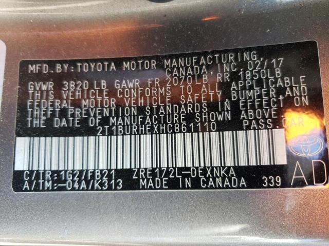 Photo 10 from auction – 2017 TOYOTA COROLLA L with VIN 2T1BURHEXHC861110