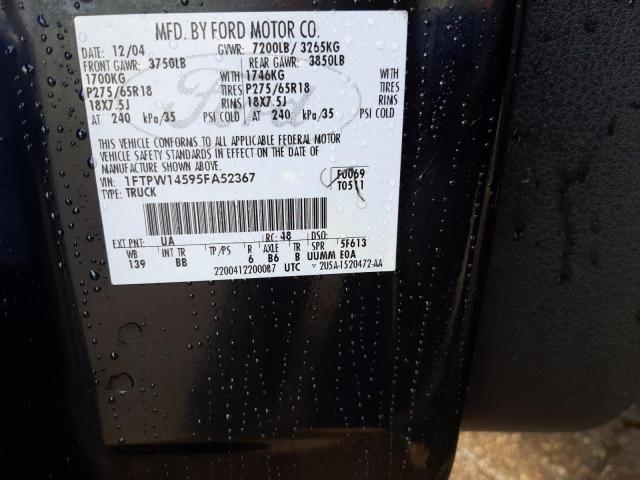 Photo 10 from auction – 2005 FORD F150 SUPER with VIN 1FTPW14595FA52367