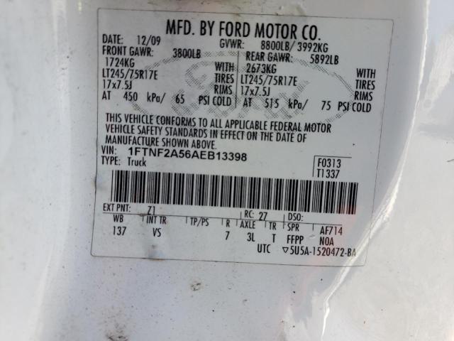 Photo 10 from auction – 2010 FORD F250 SUPER with VIN 1FTNF2A56AEB13398