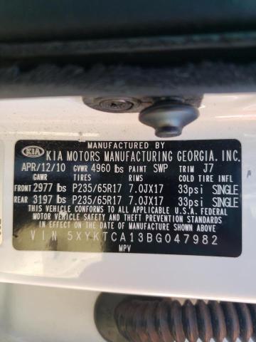 Photo 10 from auction – 2011 KIA SORENTO BA with VIN 5XYKTCA13BG047982