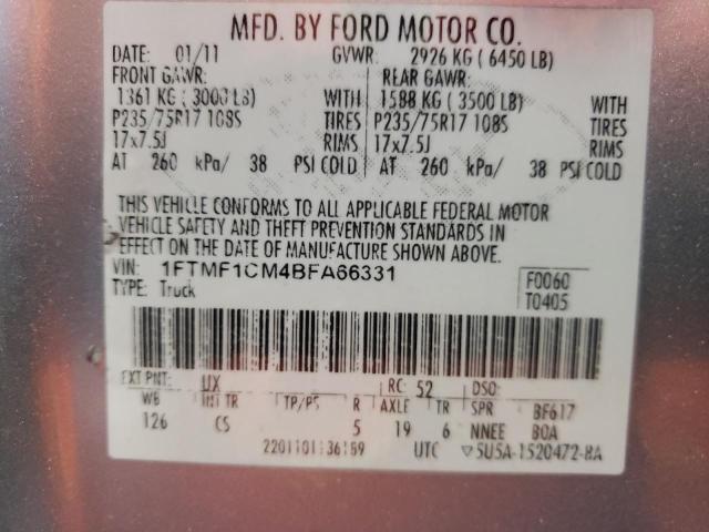 Photo 10 from auction – 2011 FORD F150 with VIN 1FTMF1CM4BFA66331