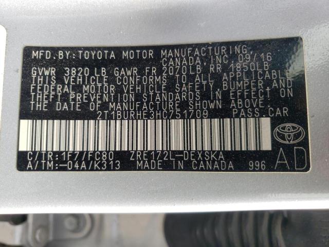 Photo 10 from auction – 2017 TOYOTA COROLLA L with VIN 2T1BURHE3HC751709