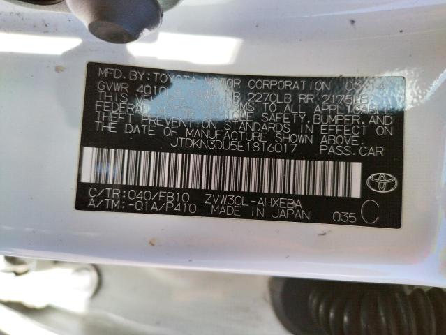 Photo 10 from auction – 2014 TOYOTA PRIUS with VIN JTDKN3DU5E1816017