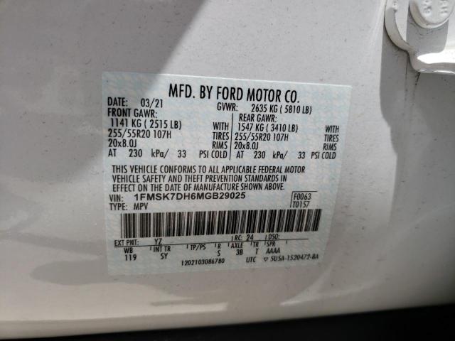 Photo 10 from auction – 2021 FORD EXPLORER X with VIN 1FMSK7DH6MGB29025