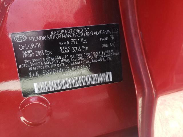 Photo 10 from auction – 2017 HYUNDAI ELANTRA SE with VIN 5NPD74LF2HH153532