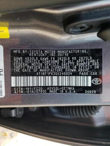 Photo 10 from auction – 2016 TOYOTA CAMRY LE with VIN 4T1BF1FK3GU245024