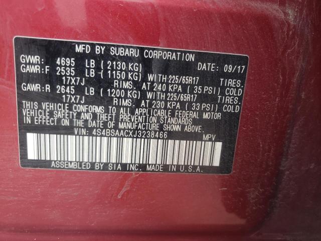 Photo 10 from auction – 2018 SUBARU OUTBACK 2. with VIN 4S4BSAACXJ3238466