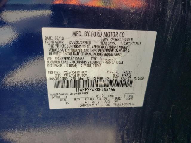 Foto 10 de la subasta – 2011 FORD TAURUS LIM con VIN 1FAHP2FW3BG108666