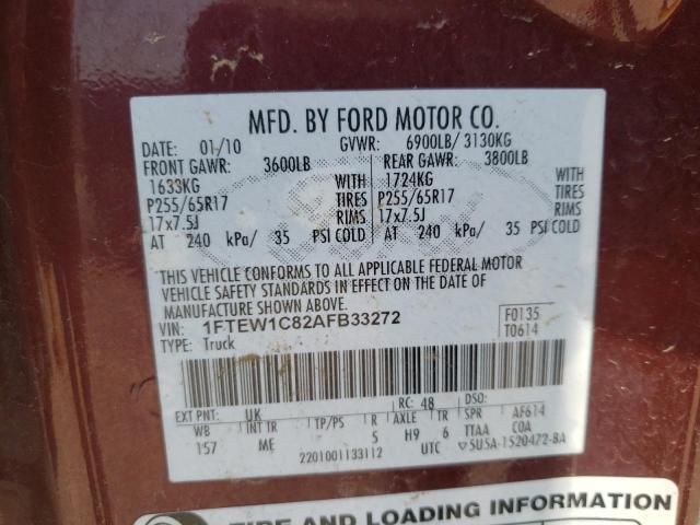 Photo 10 from auction – 2010 FORD F150 SUPER with VIN 1FTEW1C82AFB33272