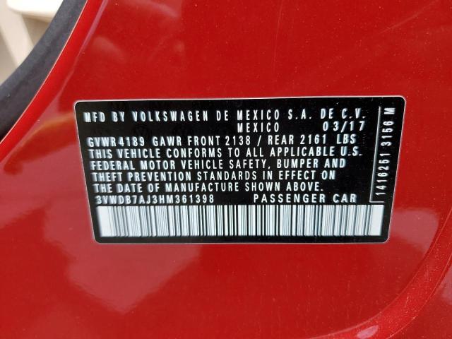 Photo 10 from auction – 2017 VOLKSWAGEN JETTA SE with VIN 3VWDB7AJ3HM361398
