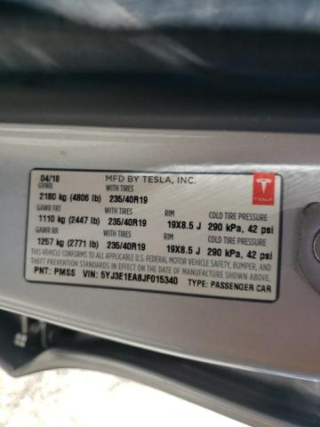 Photo 10 from auction – 2018 TESLA MODEL 3 with VIN 5YJ3E1EA8JF015340