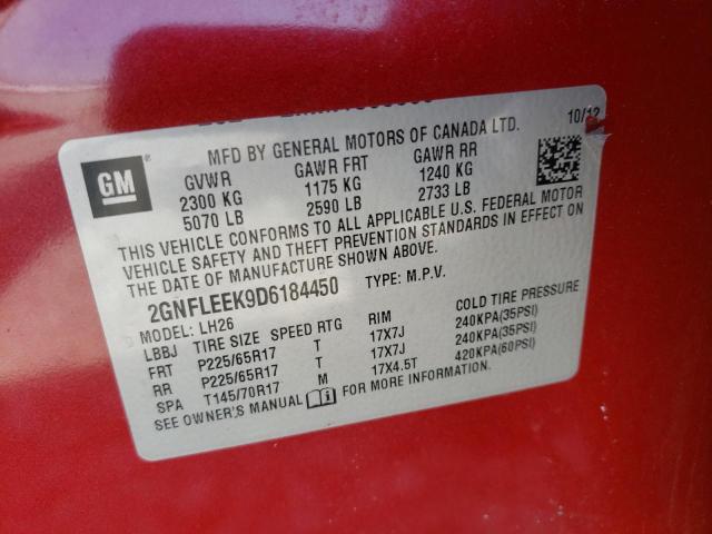 Photo 10 from auction – 2013 CHEVROLET EQUINOX LT with VIN 2GNFLEEK9D6184450