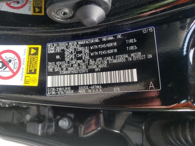 Photo 10 from auction – 2016 TOYOTA HIGHLANDER with VIN 5TDKKRFHXGS125812
