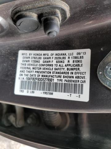Photo 10 from auction – 2013 HONDA CIVIC EXL with VIN 19XFB2F93DE276501
