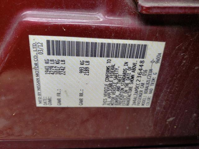 Photo 10 from auction – 2012 NISSAN ALTIMA BAS with VIN 1N4AL2AP0CC236448