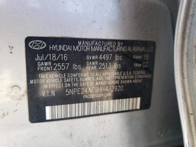 Photo 10 from auction – 2017 HYUNDAI SONATA with VIN 5NPE24AF9HH472920
