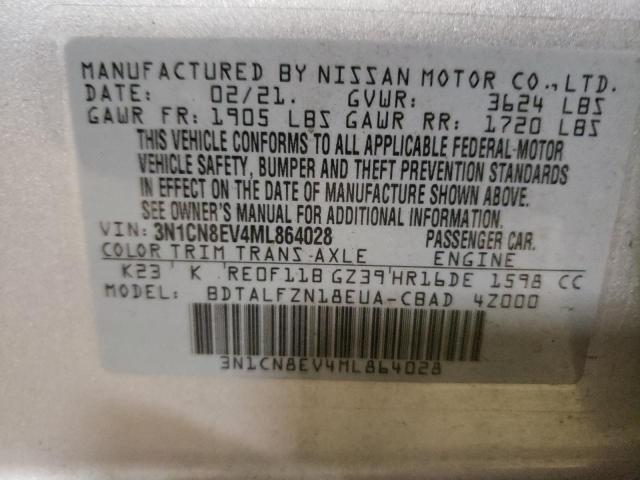 Photo 10 from auction – 2021 NISSAN VERSA SV with VIN 3N1CN8EV4ML864028