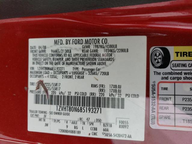 Photo 10 from auction – 2008 FORD MUSTANG with VIN 1ZVHT80N685193271