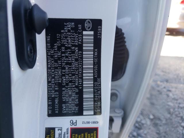 Photo 10 from auction – 2012 TOYOTA CAMRY BASE with VIN 4T4BF1FK8CR227179