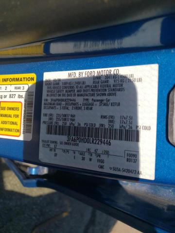 Photo 10 from auction – 2020 FORD FUSION with VIN 3FA6P0HD0LR229446