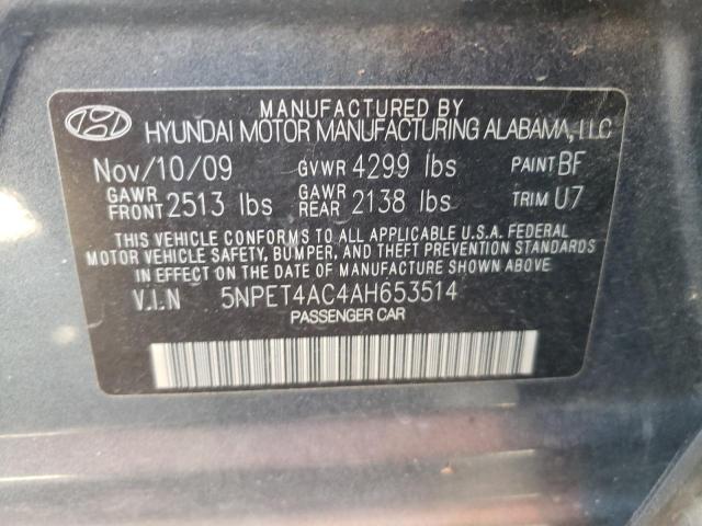 Photo 10 from auction – 2010 HYUNDAI SONATA GLS with VIN 5NPET4AC4AH653514