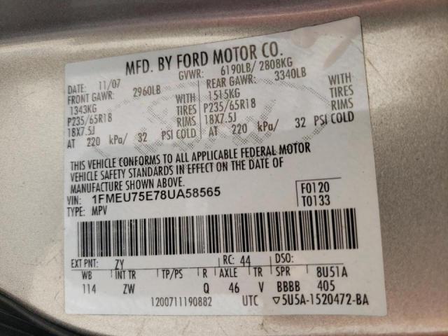 Photo 10 from auction – 2008 FORD EXPLORER L with VIN 1FMEU75E78UA58565