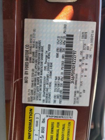 Photo 10 from auction – 2015 FORD FUSION SE with VIN 3FA6P0HDXFR222797