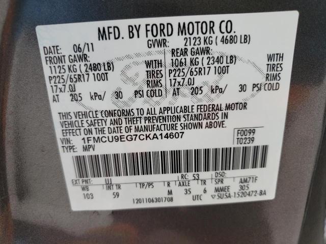 Photo 10 from auction – 2012 FORD ESCAPE LIM with VIN 1FMCU9EG7CKA14607