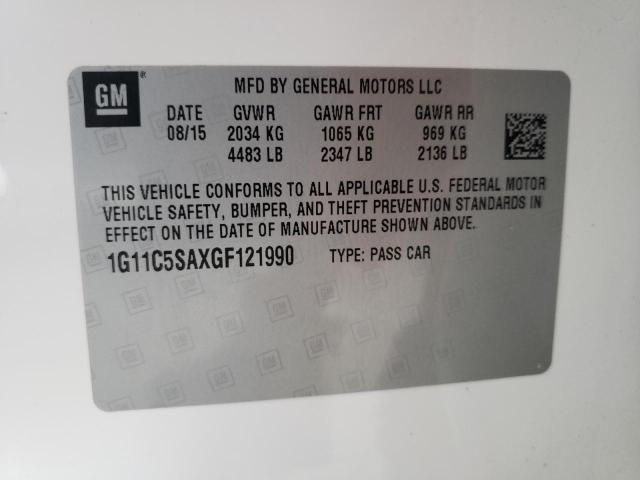 Photo 10 from auction – 2016 CHEVROLET MALIBU LIM with VIN 1G11C5SAXGF121990
