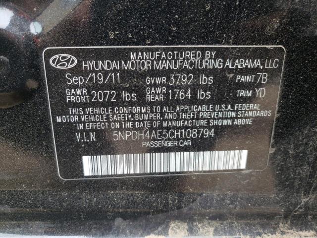 Photo 10 from auction – 2012 HYUNDAI ELANTRA GL with VIN 5NPDH4AE5CH108794