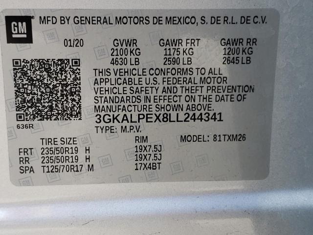 Photo 10 from auction – 2020 GMC TERRAIN SL with VIN 3GKALPEX8LL244341