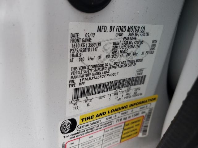 Photo 10 from auction – 2012 FORD EXPEDITION with VIN 1FMJU1J55CEF49267