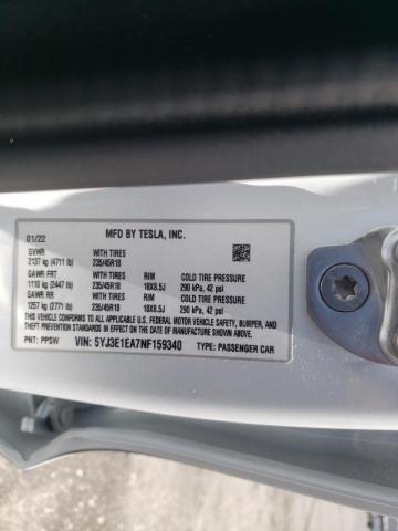 Photo 10 from auction – 2022 TESLA MODEL 3 with VIN 5YJ3E1EA7NF159340
