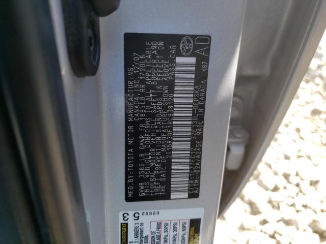 Photo 10 from auction – 2008 TOYOTA COROLLA CE with VIN 2T1BR30E18C938120