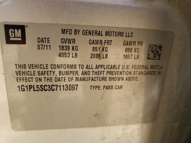 Photo 10 from auction – 2012 CHEVROLET CRUZE LT with VIN 1G1PL5SC3C7113097