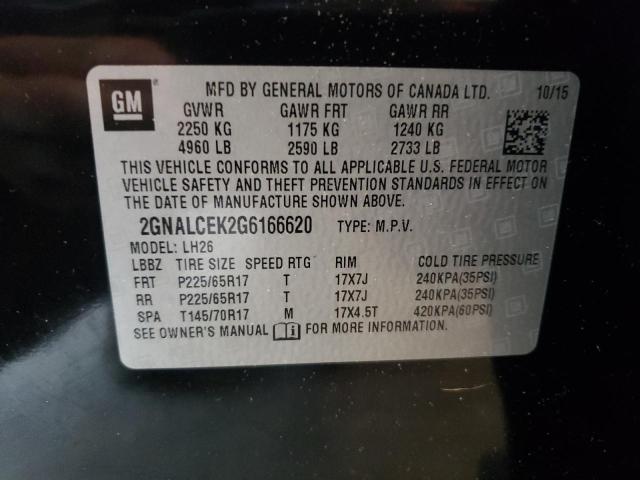 Photo 10 from auction – 2016 CHEVROLET EQUINOX LT with VIN 2GNALCEK2G6166620