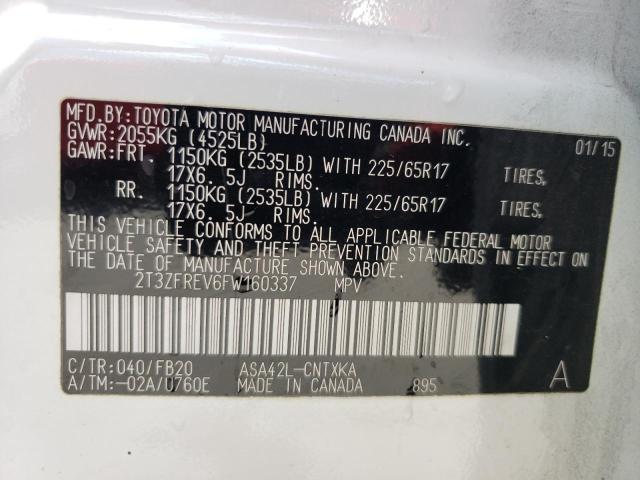 Photo 10 from auction – 2015 TOYOTA RAV4 LE with VIN 2T3ZFREV6FW160337