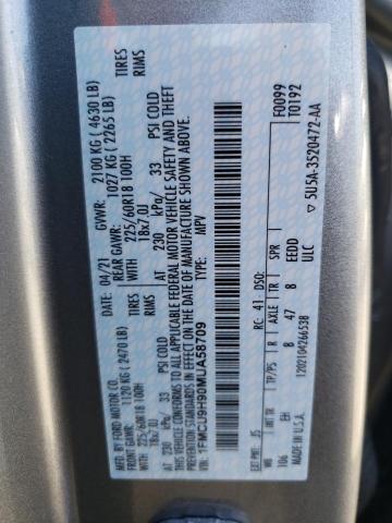 Photo 10 from auction – 2021 FORD ESCAPE SEL with VIN 1FMCU9H90MUA58709