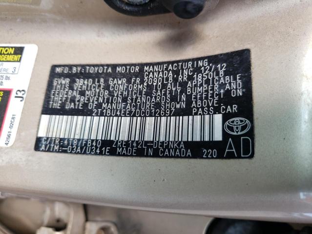 Photo 10 from auction – 2013 TOYOTA COROLLA BA with VIN 2T1BU4EE7DC012697