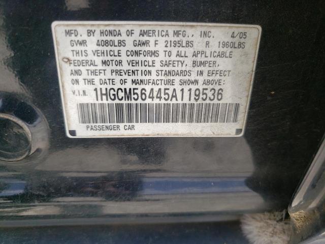 Photo 10 from auction – 2005 HONDA ACCORD with VIN 1HGCM56445A119536