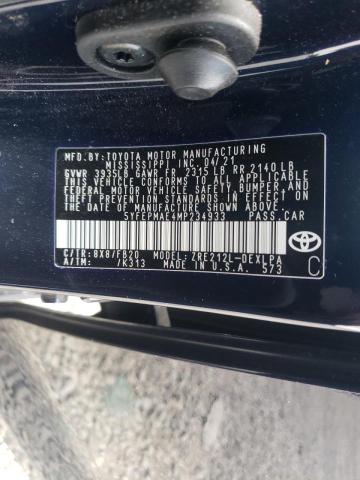 Photo 10 from auction – 2021 TOYOTA COROLLA LE with VIN 5YFEPMAE4MP234933