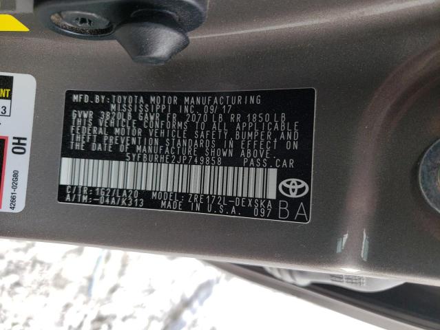 Photo 10 from auction – 2018 TOYOTA COROLLA L with VIN 5YFBURHE2JP749858