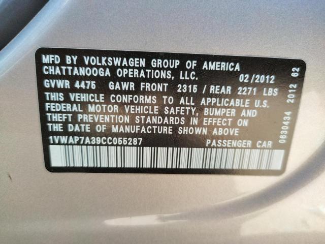 Photo 10 from auction – 2012 VOLKSWAGEN PASSAT S with VIN 1VWAP7A39CC055287