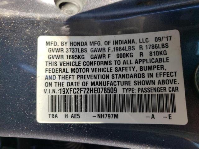 Photo 10 from auction – 2017 HONDA CIVIC EX with VIN 19XFC2F72HE078509