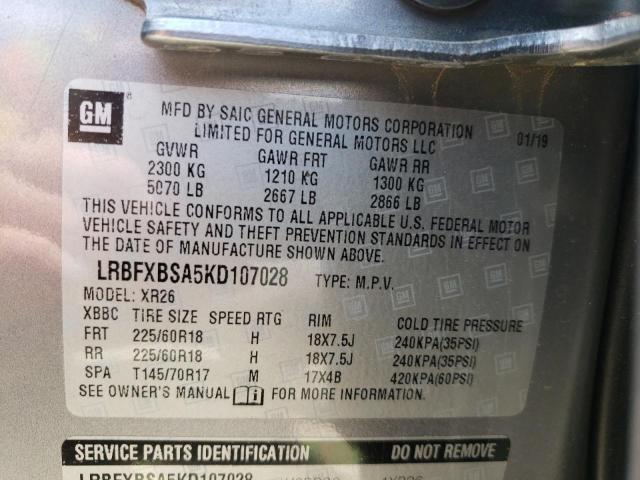 Photo 10 from auction – 2019 BUICK ENVISION P with VIN LRBFXBSA5KD107028