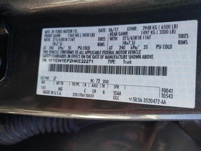Photo 10 from auction – 2017 FORD F150 SUPER with VIN 1FTEW1EP2HKE22271