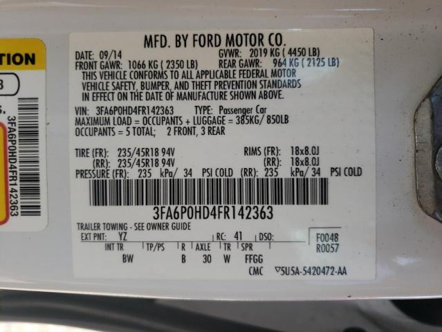 Photo 10 from auction – 2015 FORD FUSION SE with VIN 3FA6P0HD4FR142363