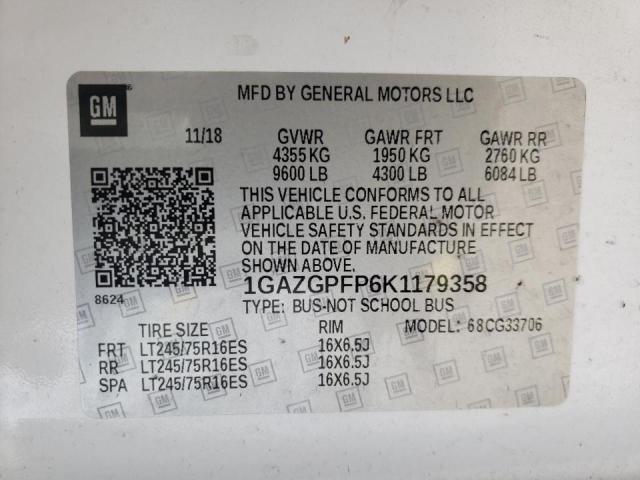 Photo 10 from auction – 2019 CHEVROLET EXPRESS G3 with VIN 1GAZGPFP6K1179358